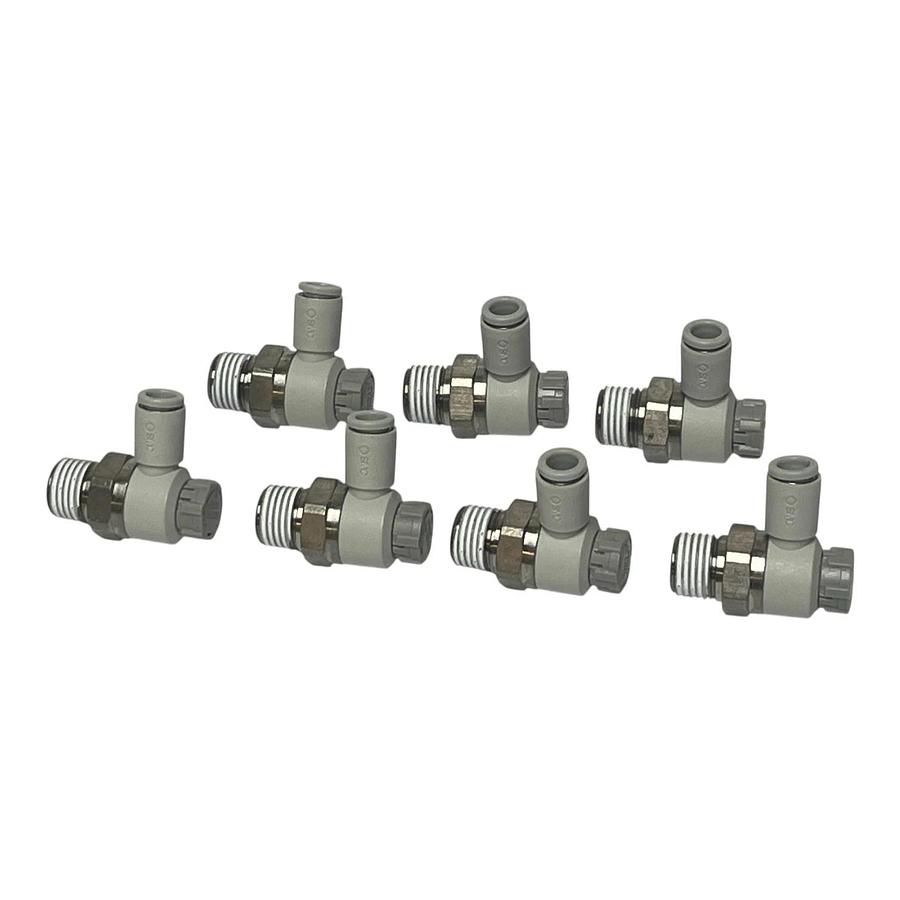 Lot of 7 SMC AS2201F-02-06SA Air Speed Control Valves Flow Control 1/4" 6mm New