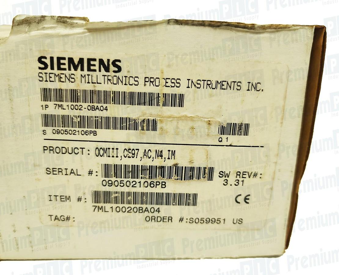 Used SIEMENS MILLTRONICS 7ML1-002-0BA04 OCM III FLOW METER SW REV. 3.31 7ML10020BA04