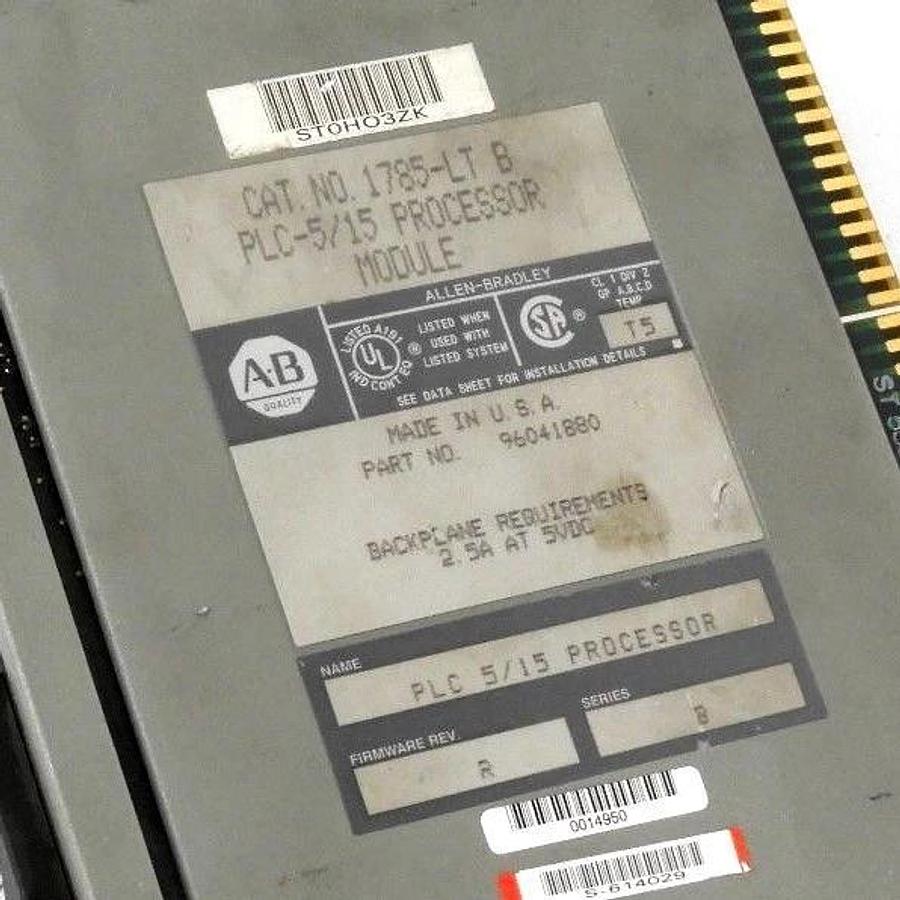 Used ALLEN BRADLEY 1785-LT PROCESSOR MODULE SER. B F/W REV: R P/N 96041880, 1785LTB