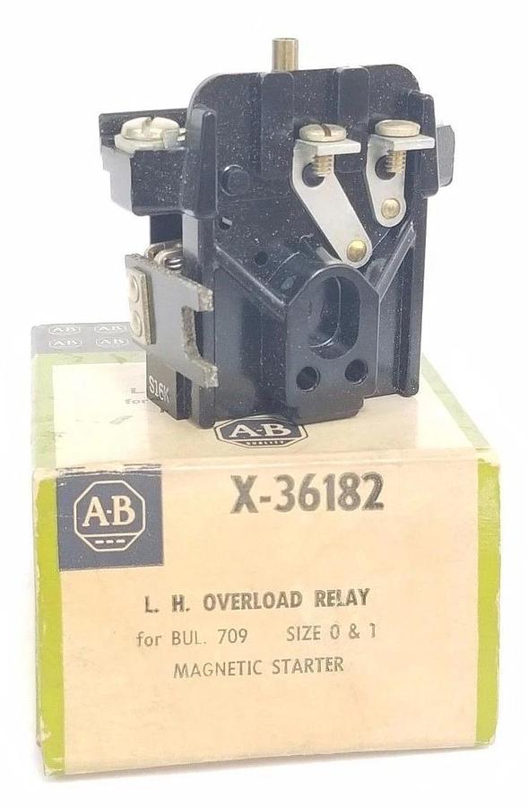 Used NIB ALLEN BRADLEY X-36182 L.H. OVERLOAD RELAY, X36182, SIZE 0 & 1