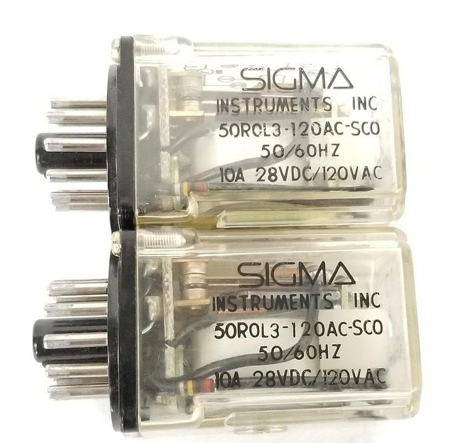 Used LOT OF 2 MAGNECRAFT SIGMA 50R0L3-120AC-SCO RELAYS 50R0L3120ACSCO