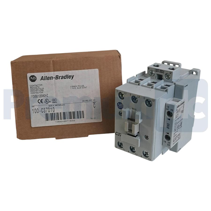 Used Allen Bradley 100-C37D10 /C 100-C IEC Contactor 3-P 37A 110/120VAC 1NO Aux Cont