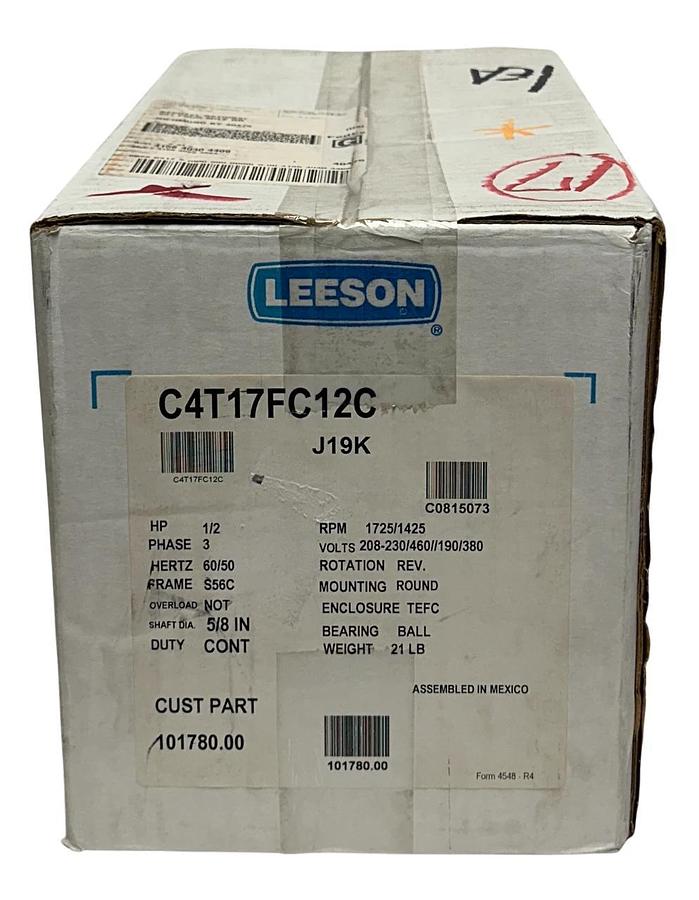 LEESON 101780.00 / C4T17FC12C WATTSAVER ELECTRIC MOTOR 1/2HP 3PH 5/8'' NSMP