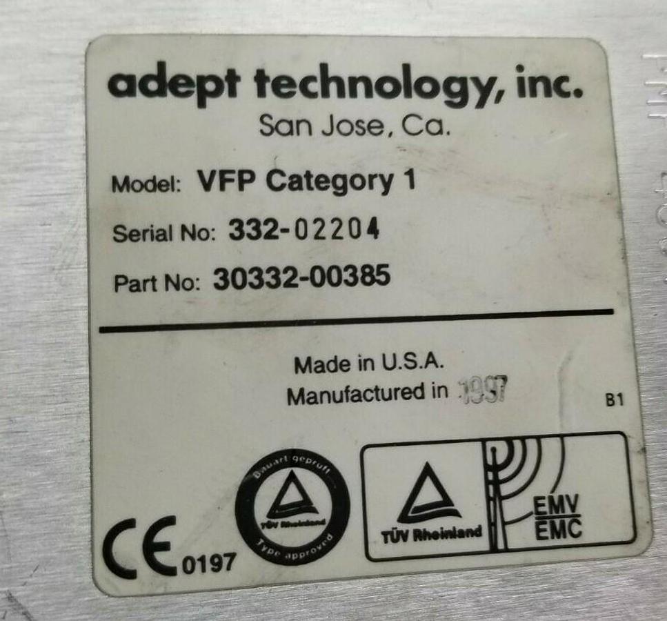 Used ADEPT TECHNOLOGY, INC VFP CATEGORY 1 CONTROL PANEL P/N: 30332-00385