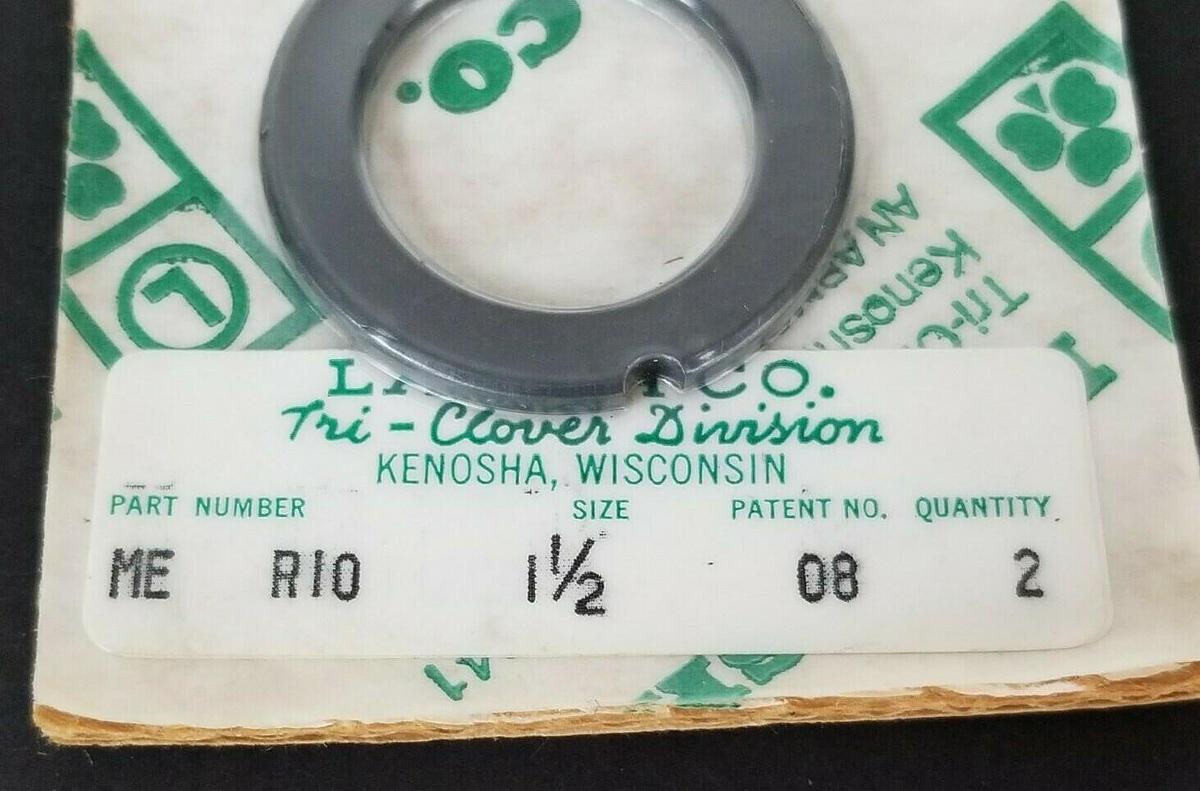 LOT OF 2 NEW TRI-CLOVER ME RI0 1-1/2 CARBON SEALS PATENT NO. 08