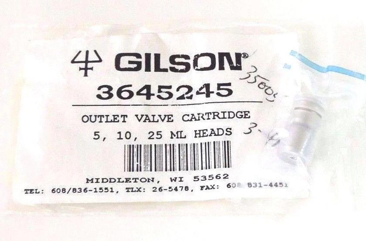 Used NEW GILSON 3645245 OUTLET VALVE CARTRIDGE 5, 10, 25 ML HEADS