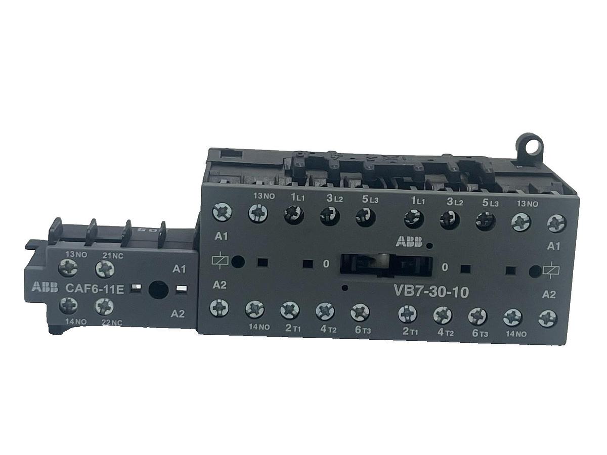 Used ABB VB7-30-10 MINI CONTACTOR 3-Pole + 1 Aux, W/ AUXILIARY CONTACT CAF6-11E, NSNP