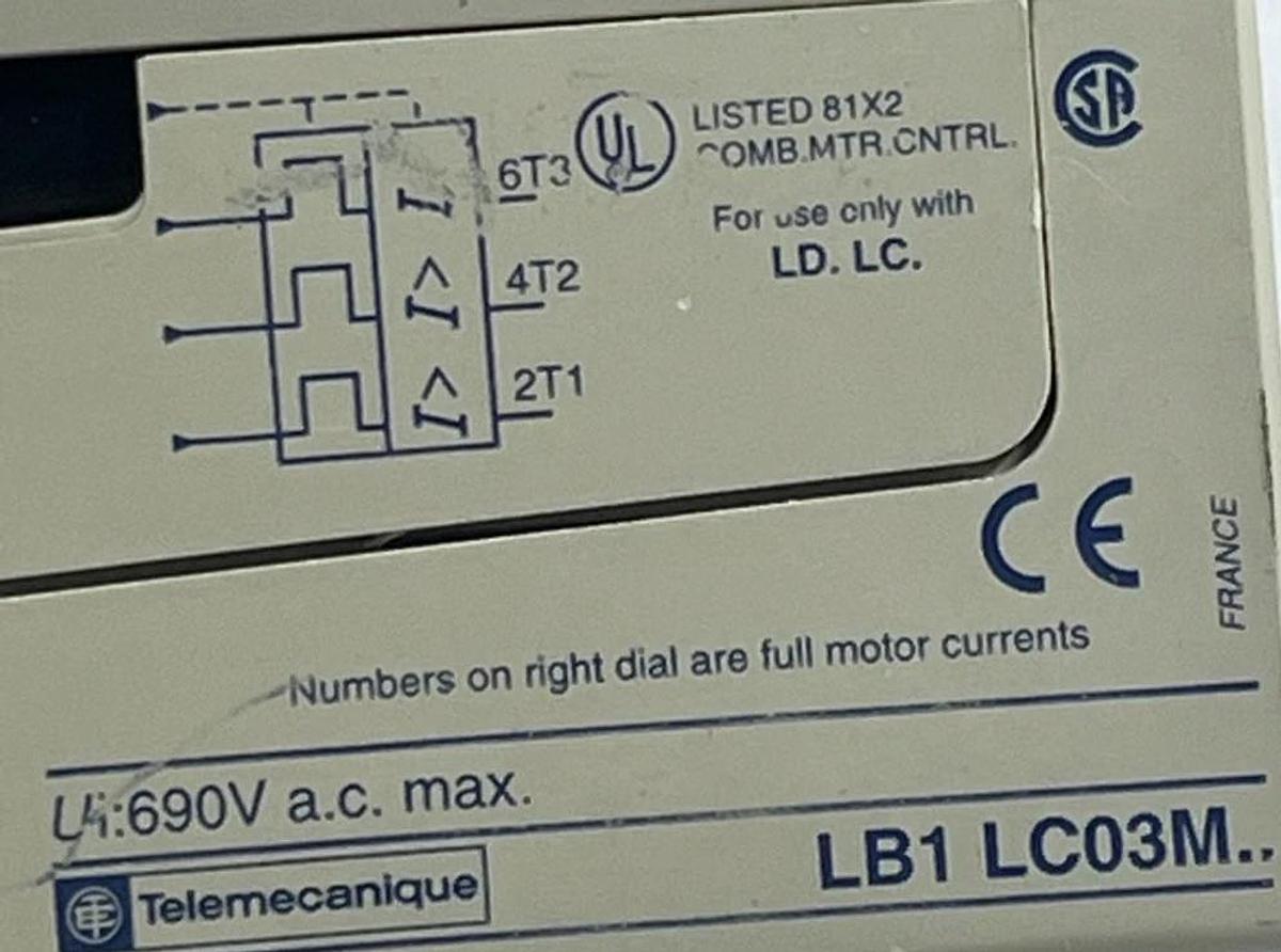 Used Telemecanique LD4-LC130BD Starter | LB1-LC03M22 Overload | LA1-LC025 Aux | 24VDC