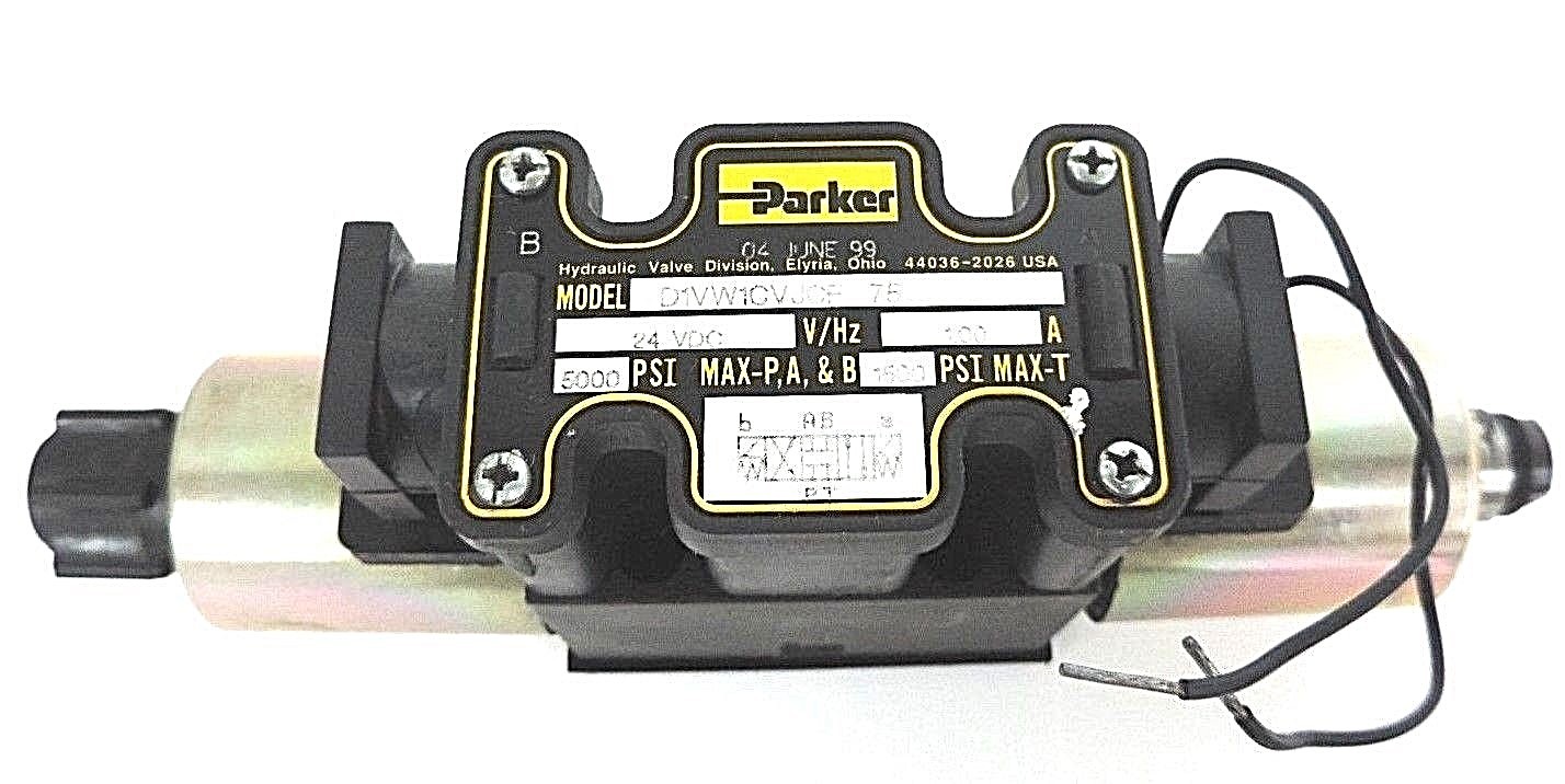 Used NEW PARKER D1VW1CVJCF-75 DIRECTIONAL VALVE D1VW1CVJCF, 24V, 1.00A, 5000PSI