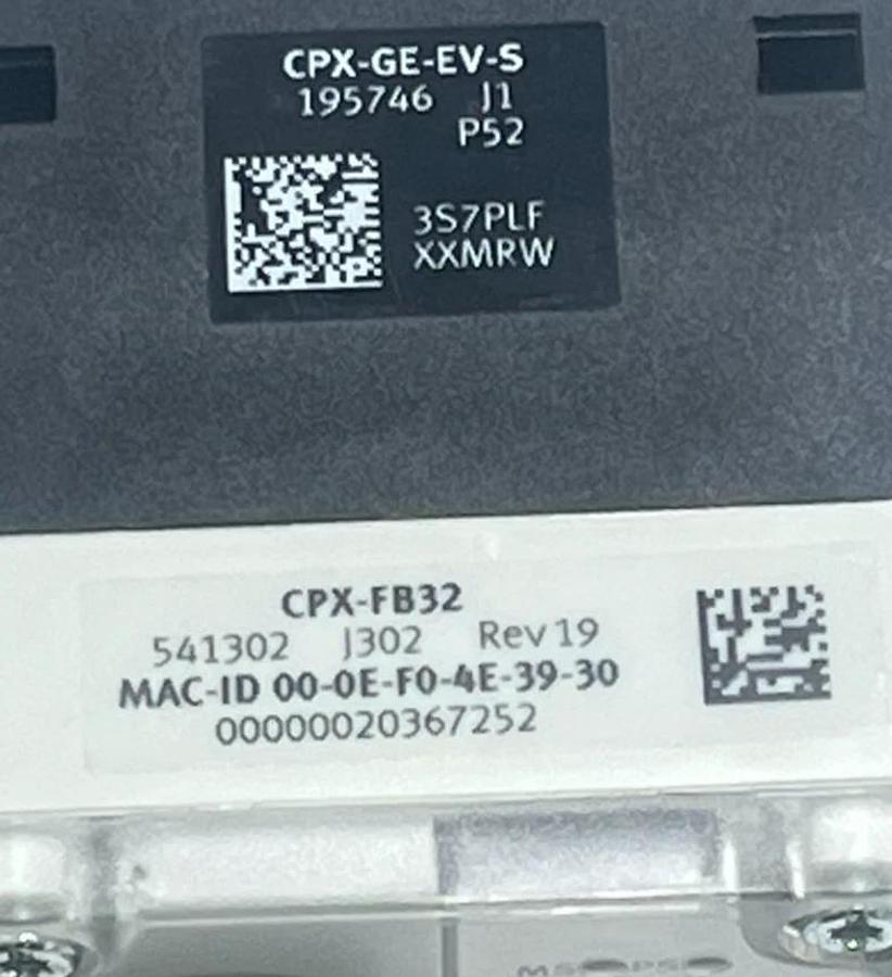 FESTO CPX-FB32 Ethernet Node Assy w/ CPX-GE-EV-S Interlink Block & End Plates