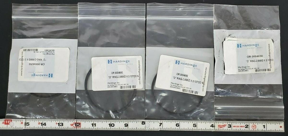 Used LOT OF 4 NEW HARDINGE OR 0004650 "O" RINGS 2.858 I.D. X 3.137 O.D.