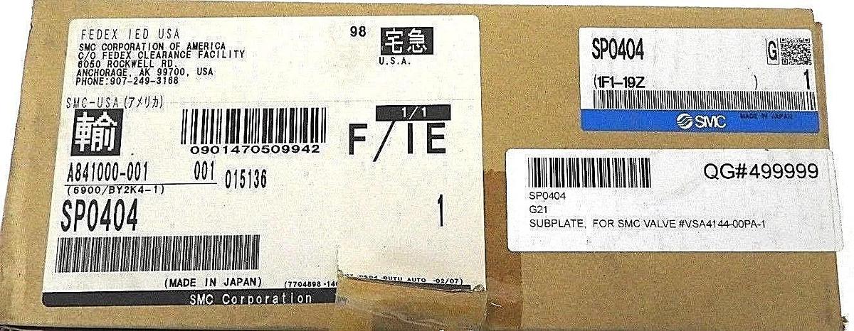 Used NIB SMC SP0404 SUBPLATE 1F1-19Z