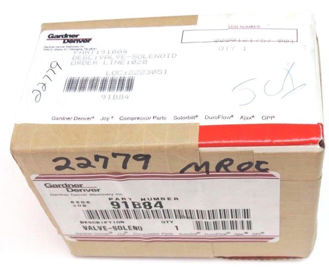 Used FACTORY SEALED GARDNER DENVER 91B84 SOLENOID VALVE