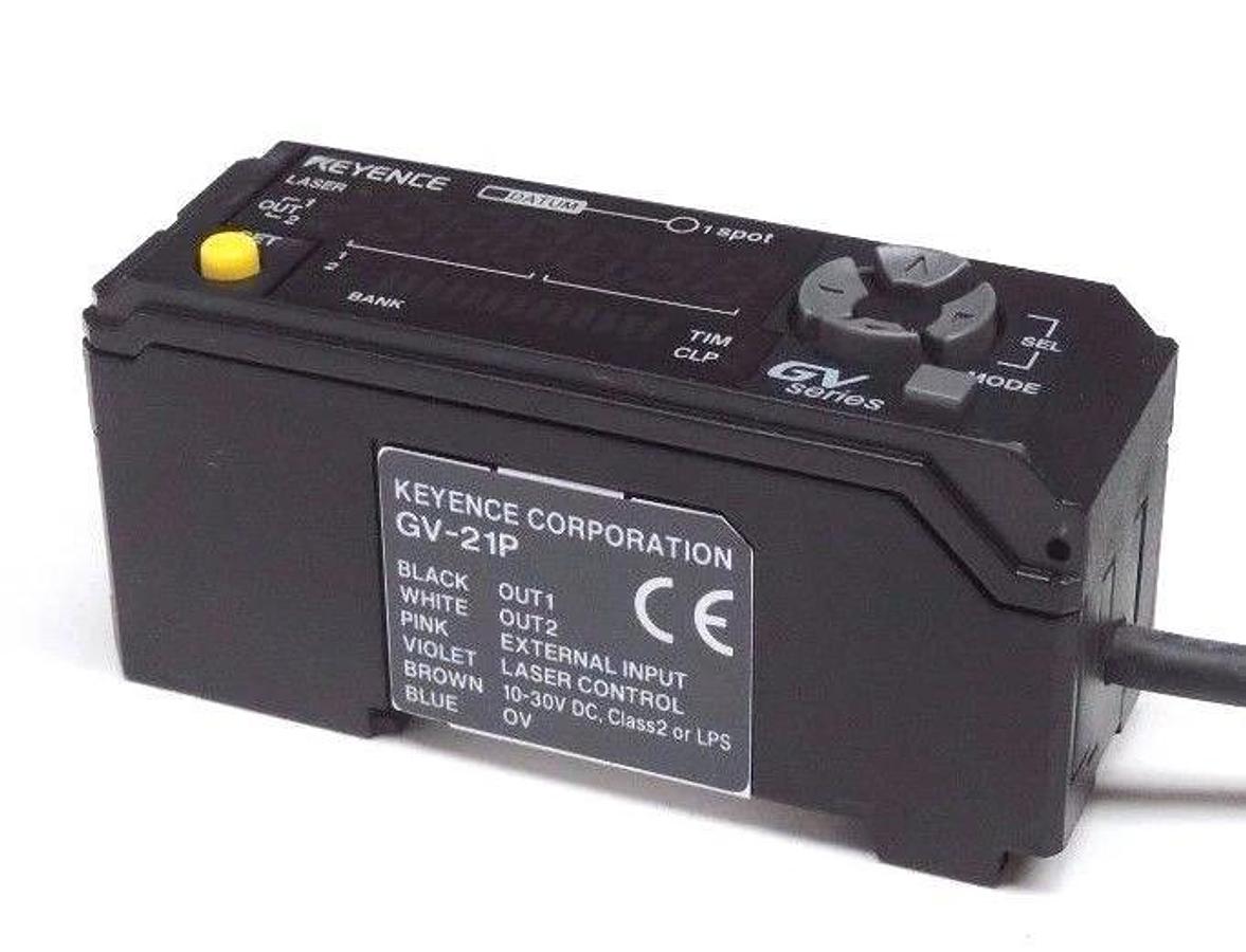 Used KEYENCE GV-21P LASER SENSOR AMPLIFIER GV SERIES, 10/30VDC, GV21P