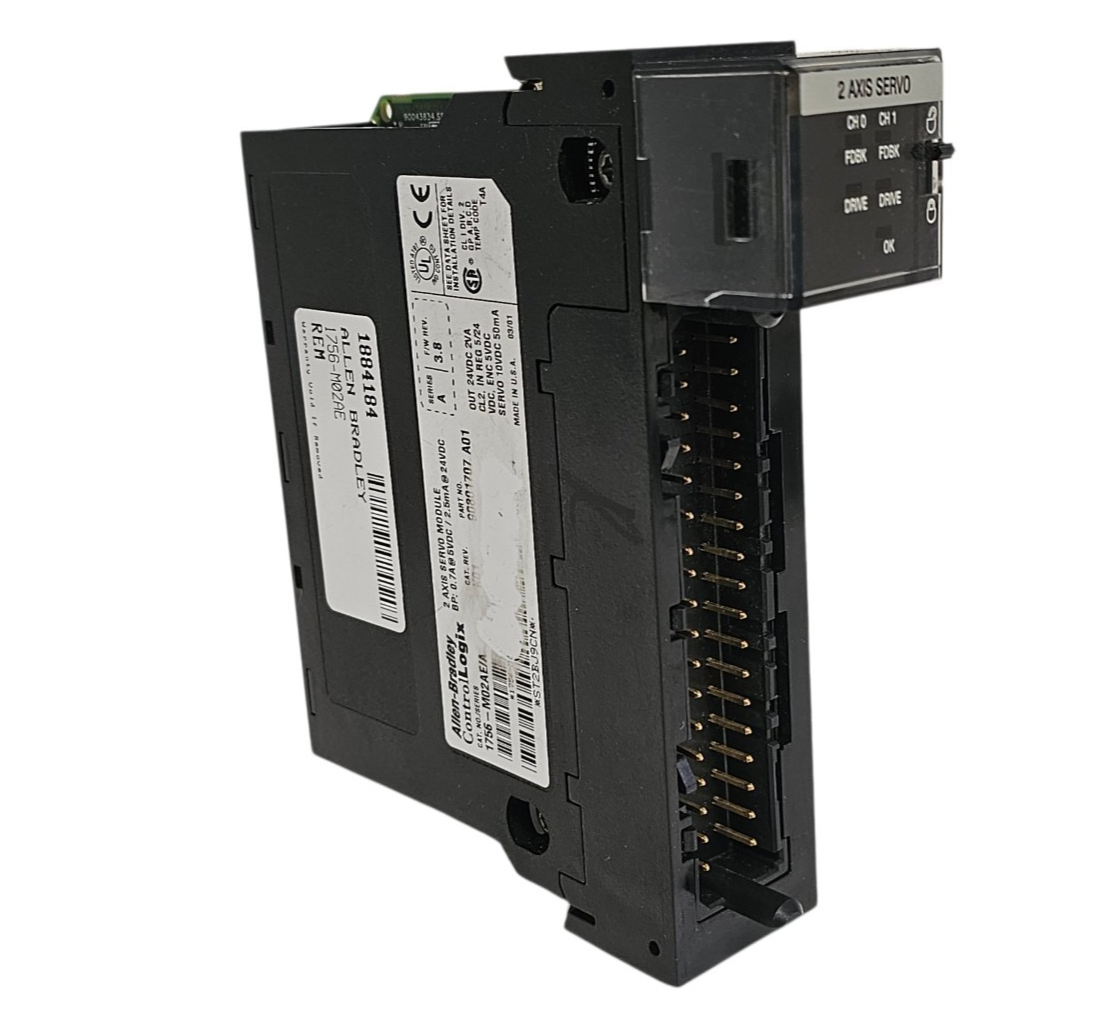 Used ALLEN BRADLEY 1756-M02AE/A 2 AXIS SERVO MODULE SER. A F/W REV. 3.8 1756-M02AE