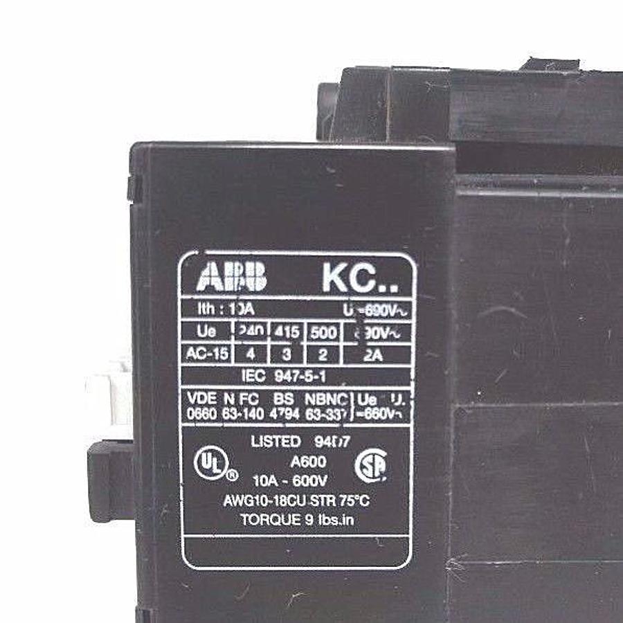 Used ABB KC31E CONTACTOR RELAY 10A 600V 24VDC COIL