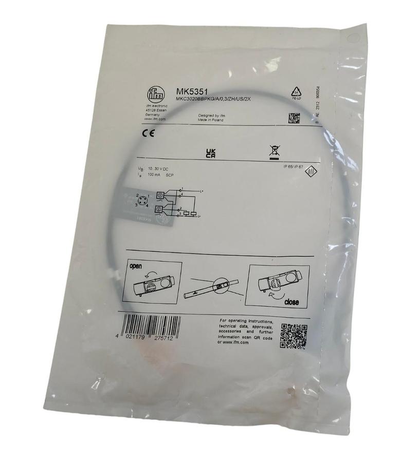 Used NEW IFM MKC3020BBPKG/A/0,3/ZH/US/2X CYLINDER SENSOR MK5351 10...30V DC 100mA