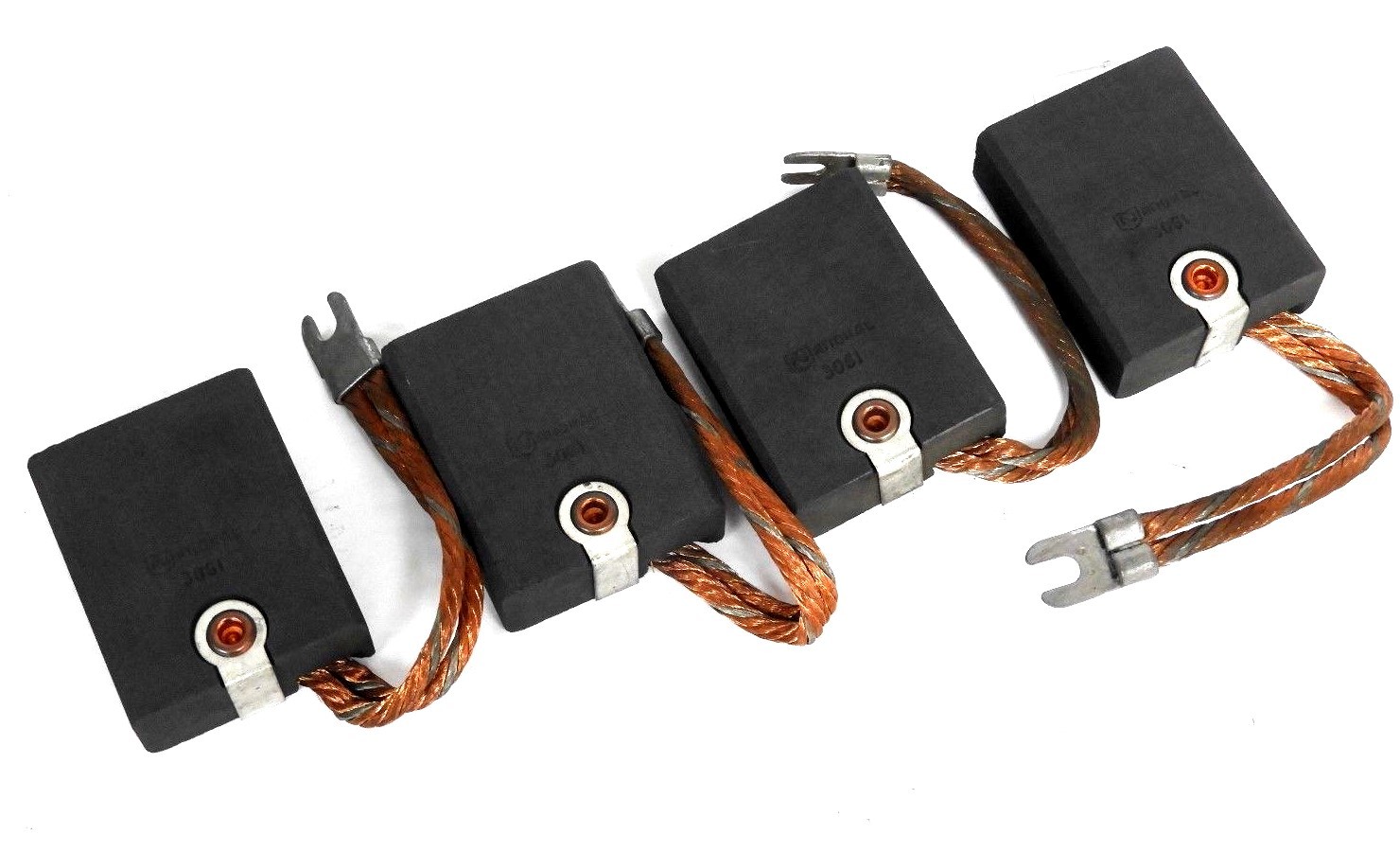 Used LOT OF 4 NEW NATIONAL 3061 CARBON BRUSHES WITH WIRING
