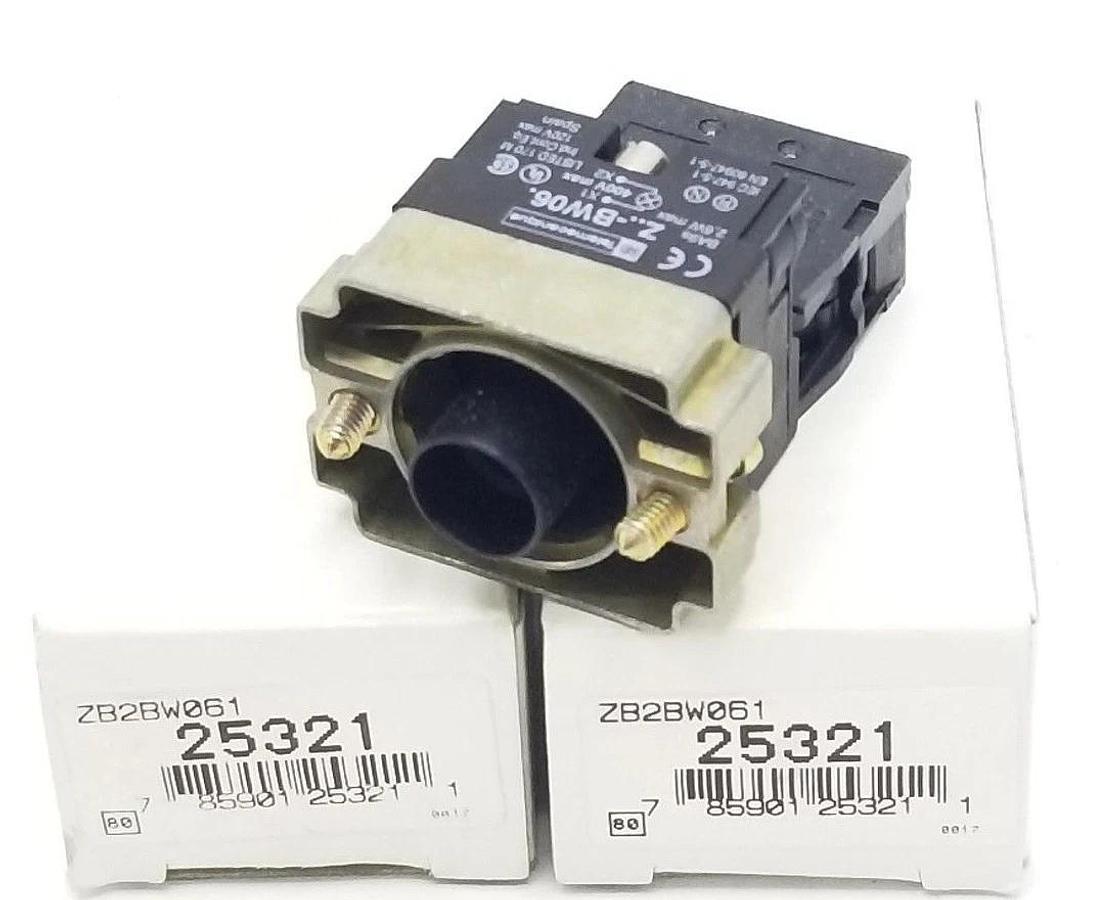 Used LOT OF 2 NIB TELEMECANIQUE ZB2-BW061 LIGHT MODULE ASSEMBLIES 22MM, 24V, ZB2BW061