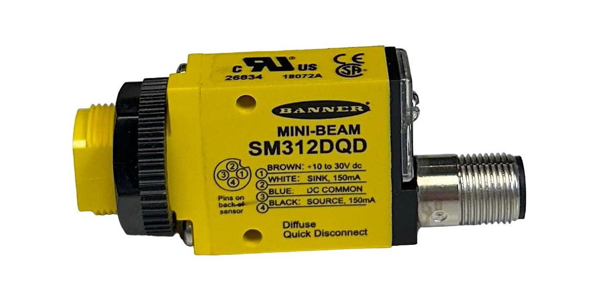 Used NEW BANNER SM312DQD / 26834 MINI-BEAM PHOTOELECTRIC SENSOR 10-30VDC 150mA NSMP