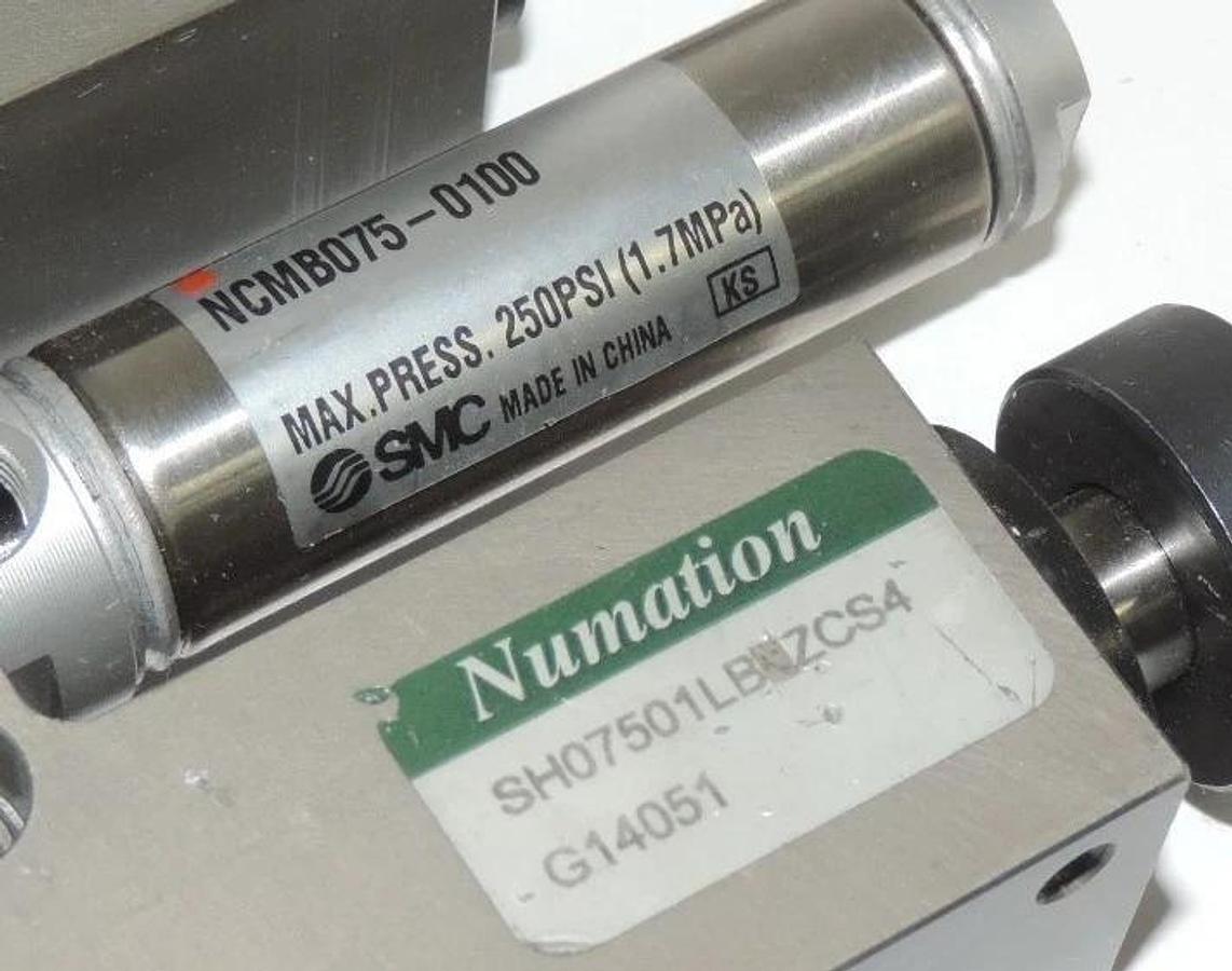 Used NUMATICS SH07501LB1ZCS4 SH SERIES LINEAR SLIDE WITH SMC NCMB075-0100 CYLINDER
