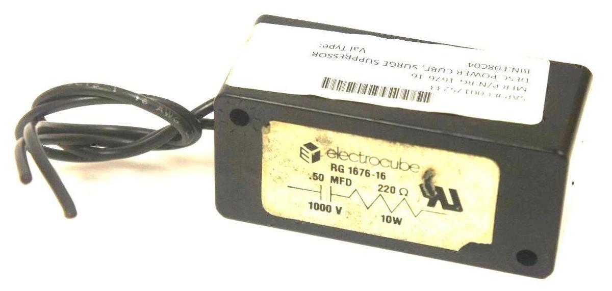 Used ELECTROCUBE RG-1676-16 POWER CUBE .50 MFD, 1000 V, 220 OHMS, 10 WATT, RG167616
