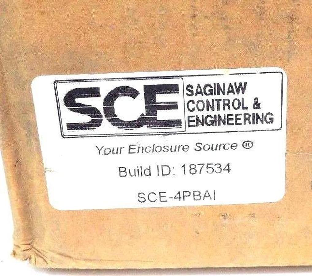 Used NIB SCE SCE-4PBAI PUSH BUTTON ENCLOSURE 4 HOLE, NEMA 12, 3.5''X10''X4.84'' 4PBAI