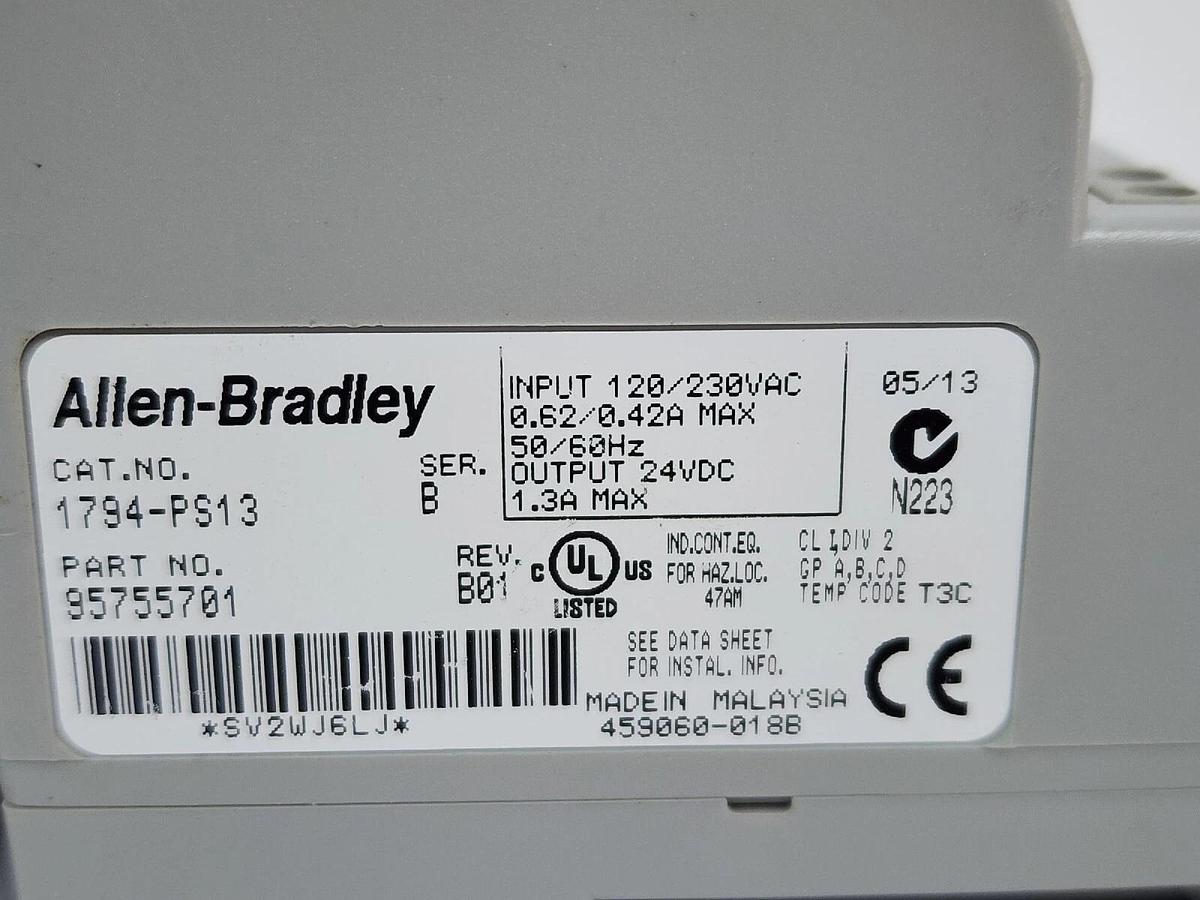 Used LOT OF 3 ALLEN BRADLEY 1794-PS13 SER. B REV. B01 FLEX I/O POWER SUPPLY MODULES