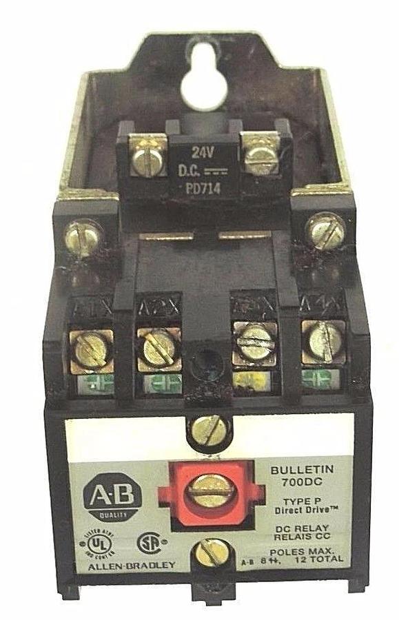 Used ALLEN BRADLEY 700DC-P800Z24 DC RELAY 700DCP800Z24, SER. A, 24V DC, PD714 COIL