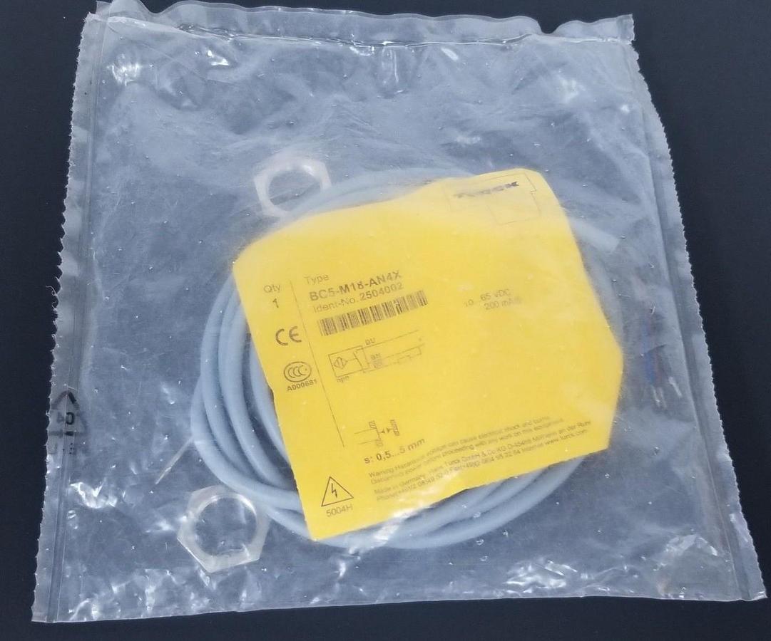 Used NEW TURCK BC5-M18-AN4X CAPACITIVE SENSOR IDENT. NO. 2504002, 10...65 VDC