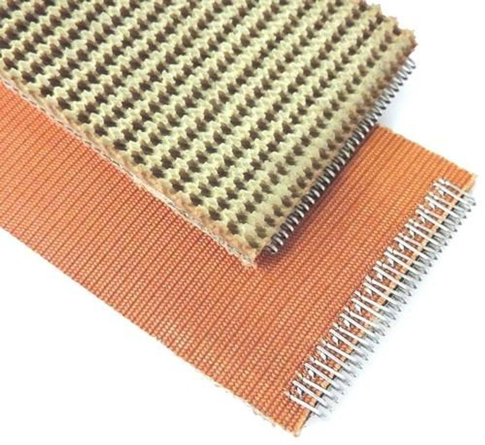 Used NEW TAN ROUGH TOP CONVEYOR BELT 3-3/8" WIDE 43-1/2" LONG