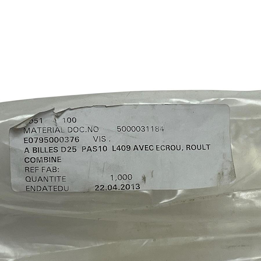 Used ERCA SA E0795000376 Ball Screw Assembly 25mm Diameter 10mm Pitch 409mm Length