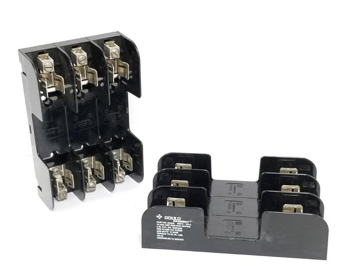 Used LOT OF 2 GOULD SHAWMUT 60303 FUSE HOLDERS 600V, 30A, 3P