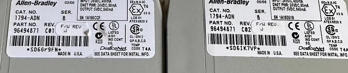 Used 4 ALLEN BRADLEY 1794-ADN /B Flex I/O DeviceNet NETWORK ADAPTER MODULES 1794ADN