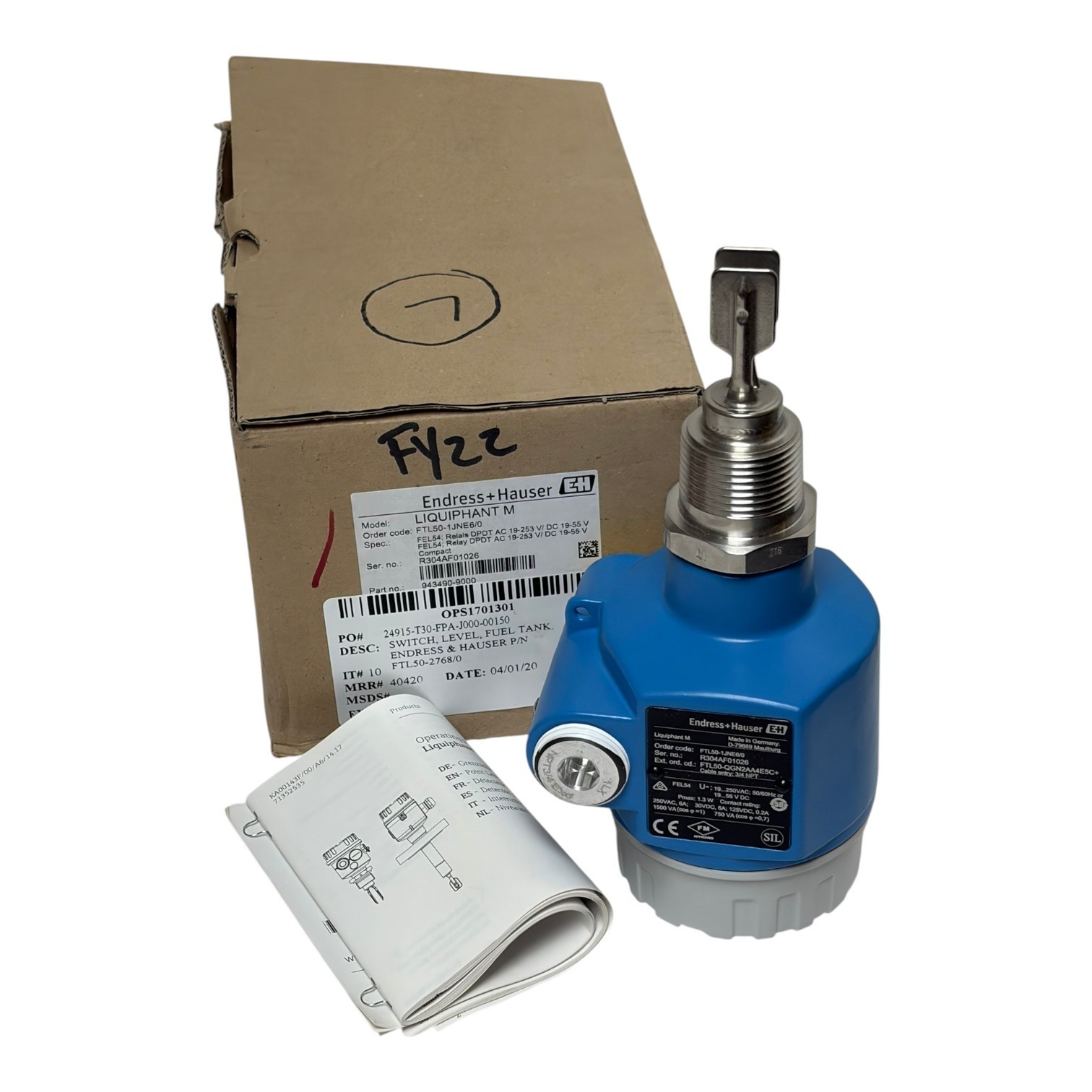 Used Endress+Hauser FTL50-1JNE6/0 Level Switch 943490-9000 New