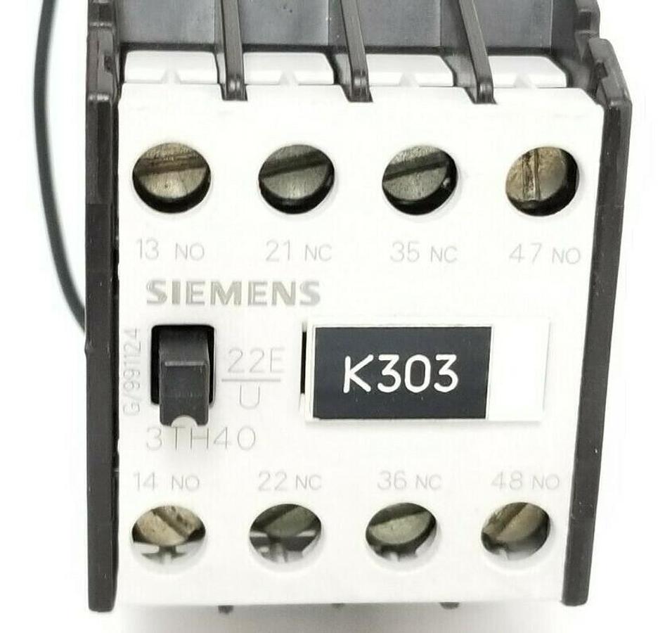 Used SIEMENS 3TH4096-0B 2S+2O/2NO+2NC, 3TH40, 24V, 0.8-1.2 DC, 3TX7402-3G
