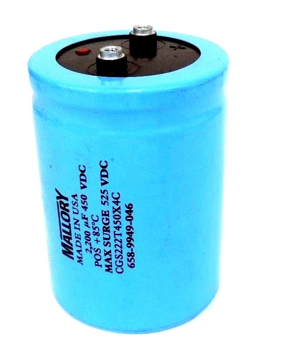 Used MALLORY CGS222T450X4C CAPACITOR MAX SURGE 525 VDC