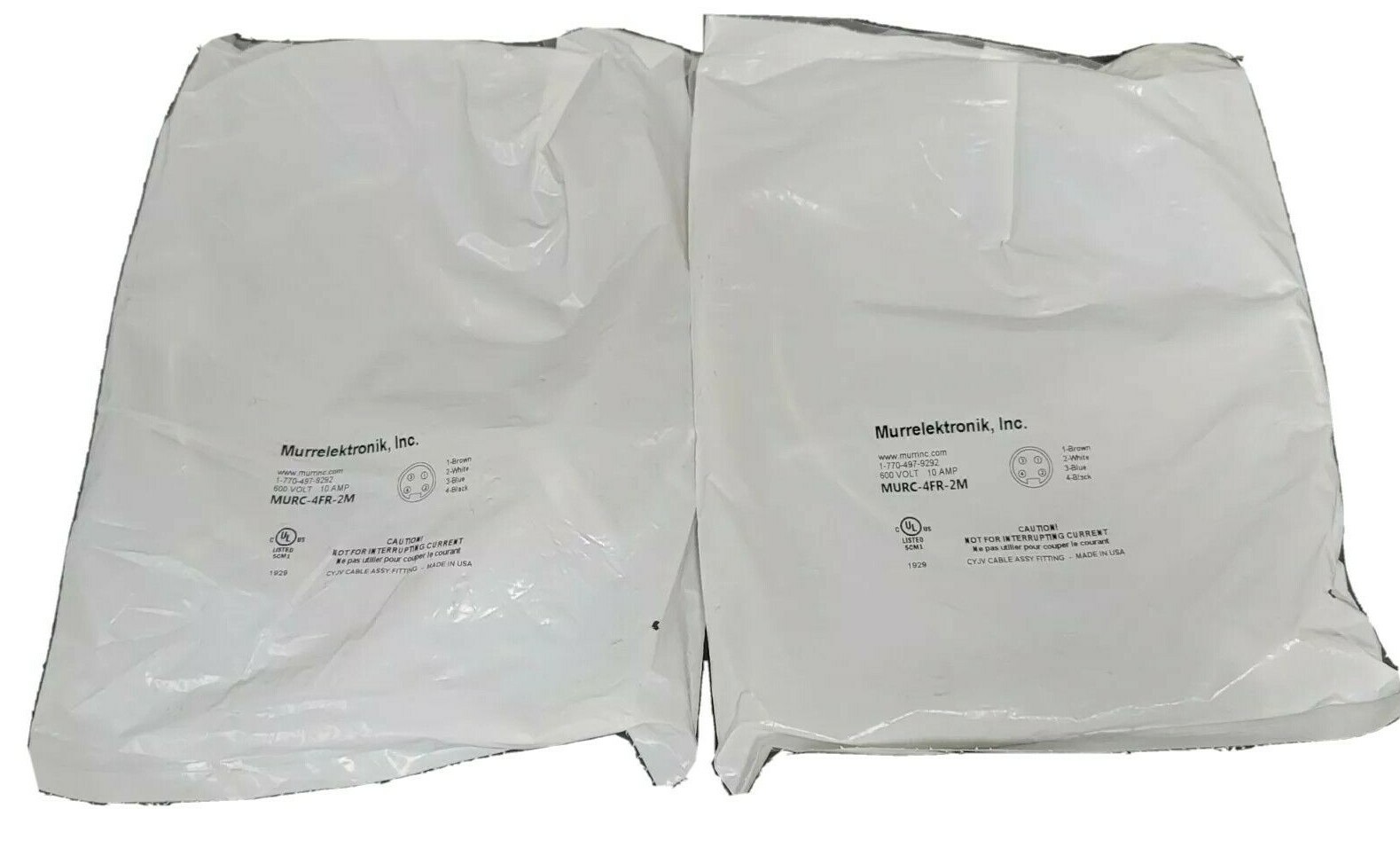 LOT OF 2 NEW MURRELEKTRONIK MURC-4FR-2M FEMALE RECEPTACLES MURC4FR2M 600V 10A