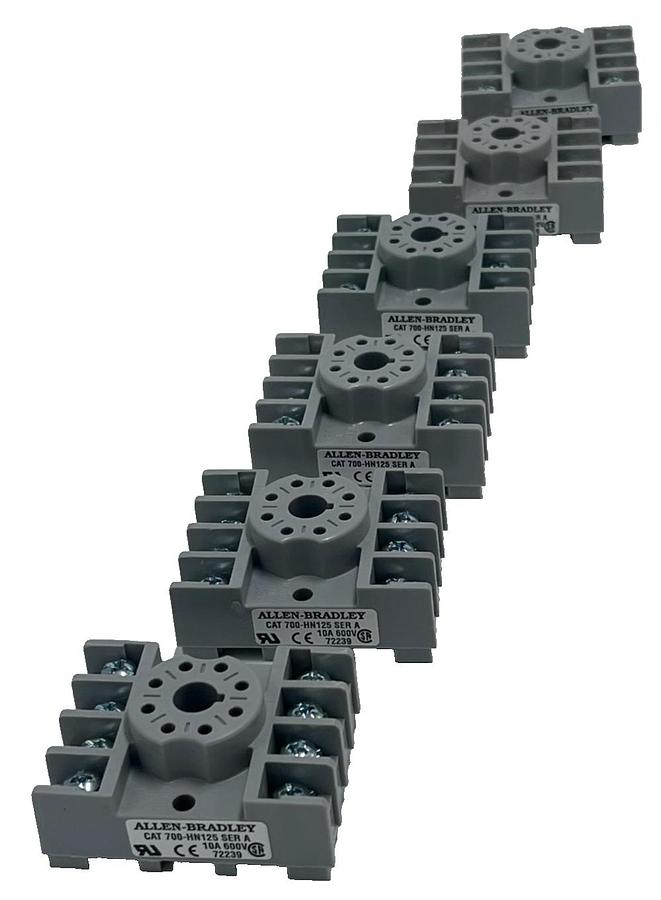 Used Lot of 6 Allen-Bradley 700-HN125 Relay Sockets, Series A, 8-Pin Octal Base NSNP