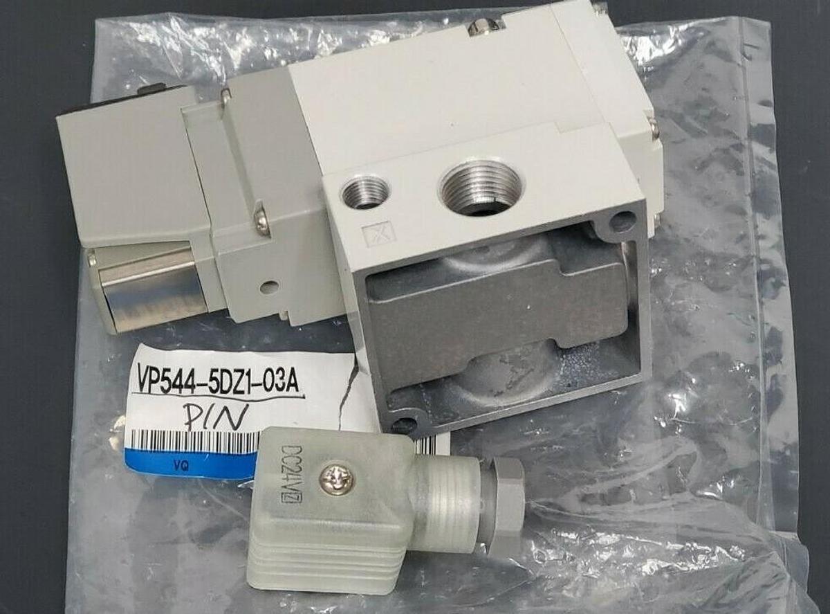 Used NIB SMC VP544-5DZ1-03A 3 PORT POPPET TYPE VALVE 24VDC, VP5445DZ103A