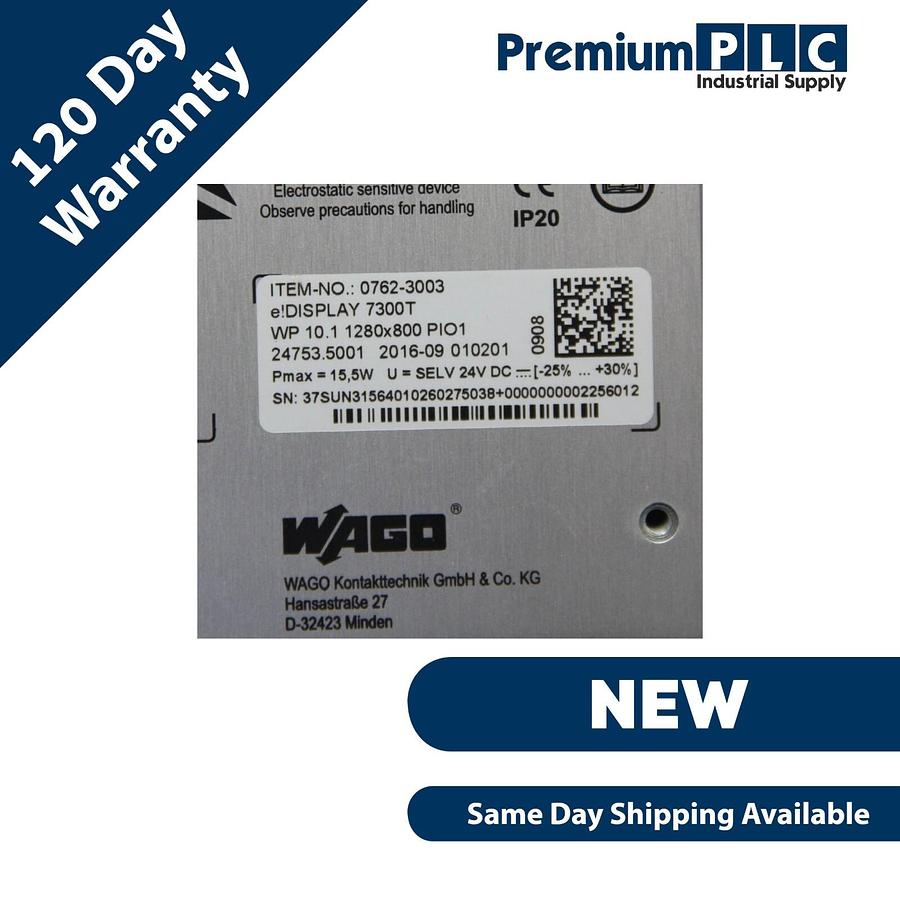 Used NEW WAGO 762-3003 / 7623003 10.1" e!DISPLAY 7300T SERIES WEB PANEL TOUCHSCREEN