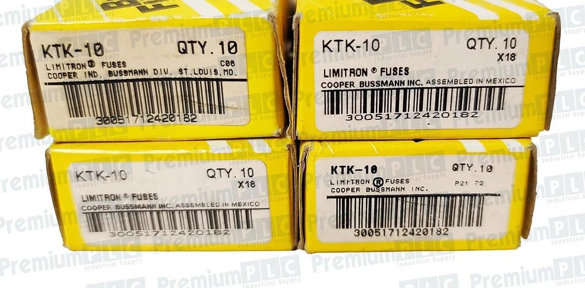 Used LOT OF 40 COOPER BUSSMANN KTK-10 LIMITRON FUSES CLASS MIDGET 10 AMP 600V NIB