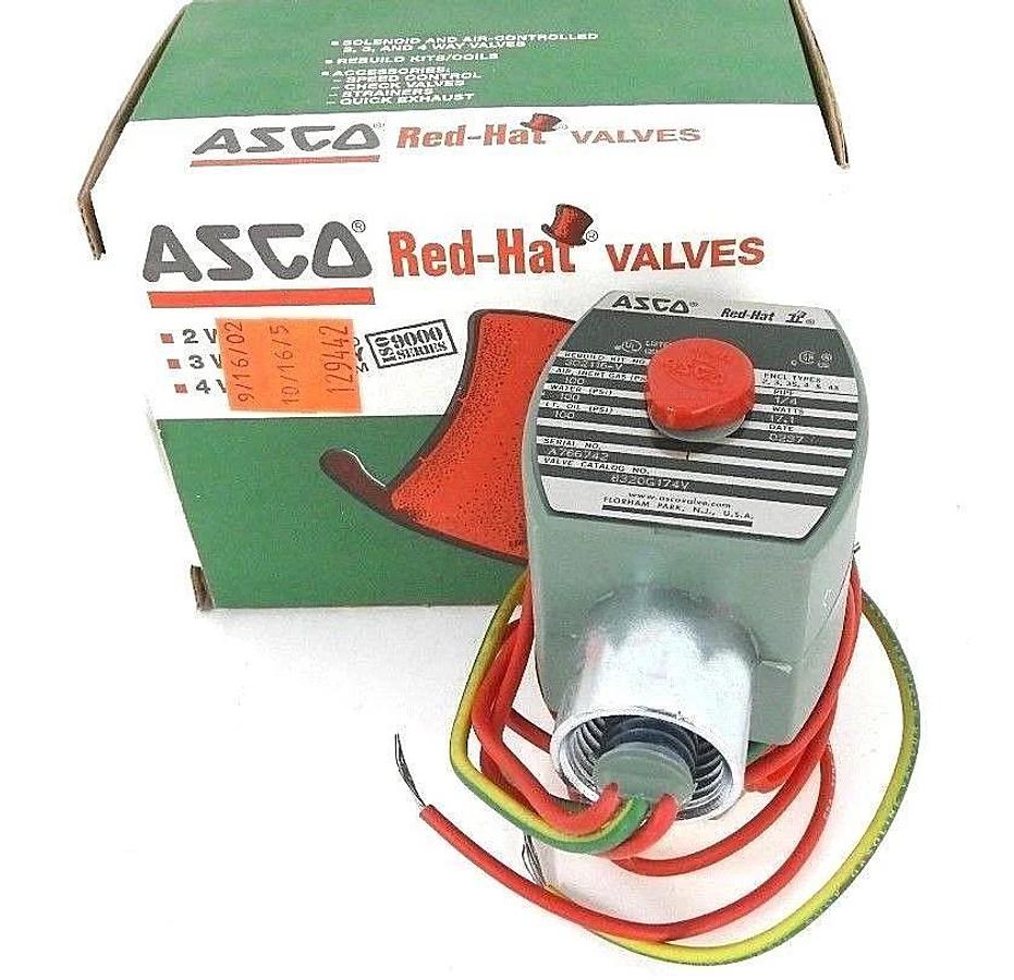 Used NIB ASCO 8320G174V SOLENOID VALVE 120/60 - 110/50, 1/4 PIPE, 17.1 WATTS, 100PSI