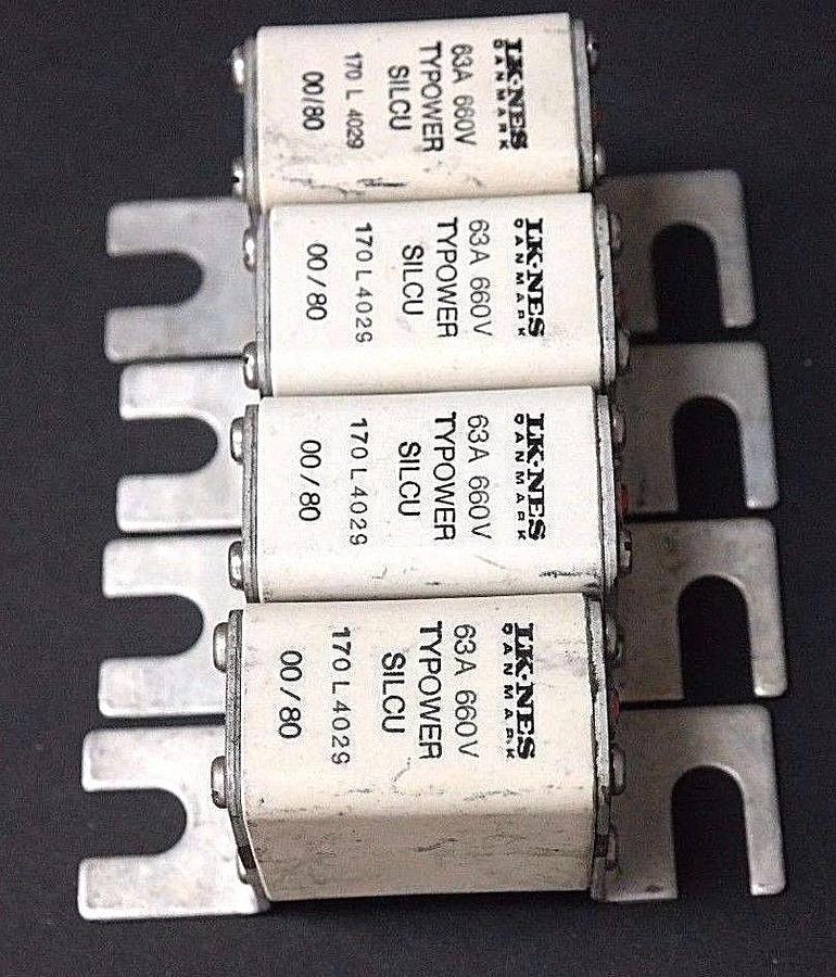 Used LK-NES DANMARK 170L4029 TYPOWER SILCU 60A 660V FUSE 170-L-4029 - LOT OF 4