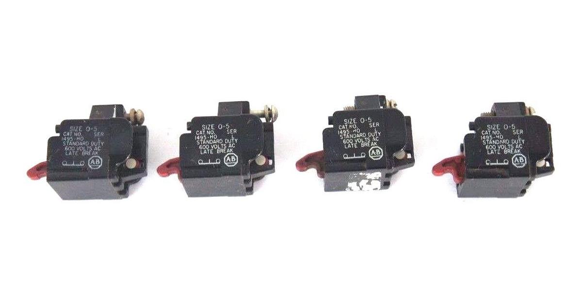 Used LOT OF 4 ALLEN BRADLEY 1495-H0 SIZE 0-5 CONTACTS SER L, 1495H0