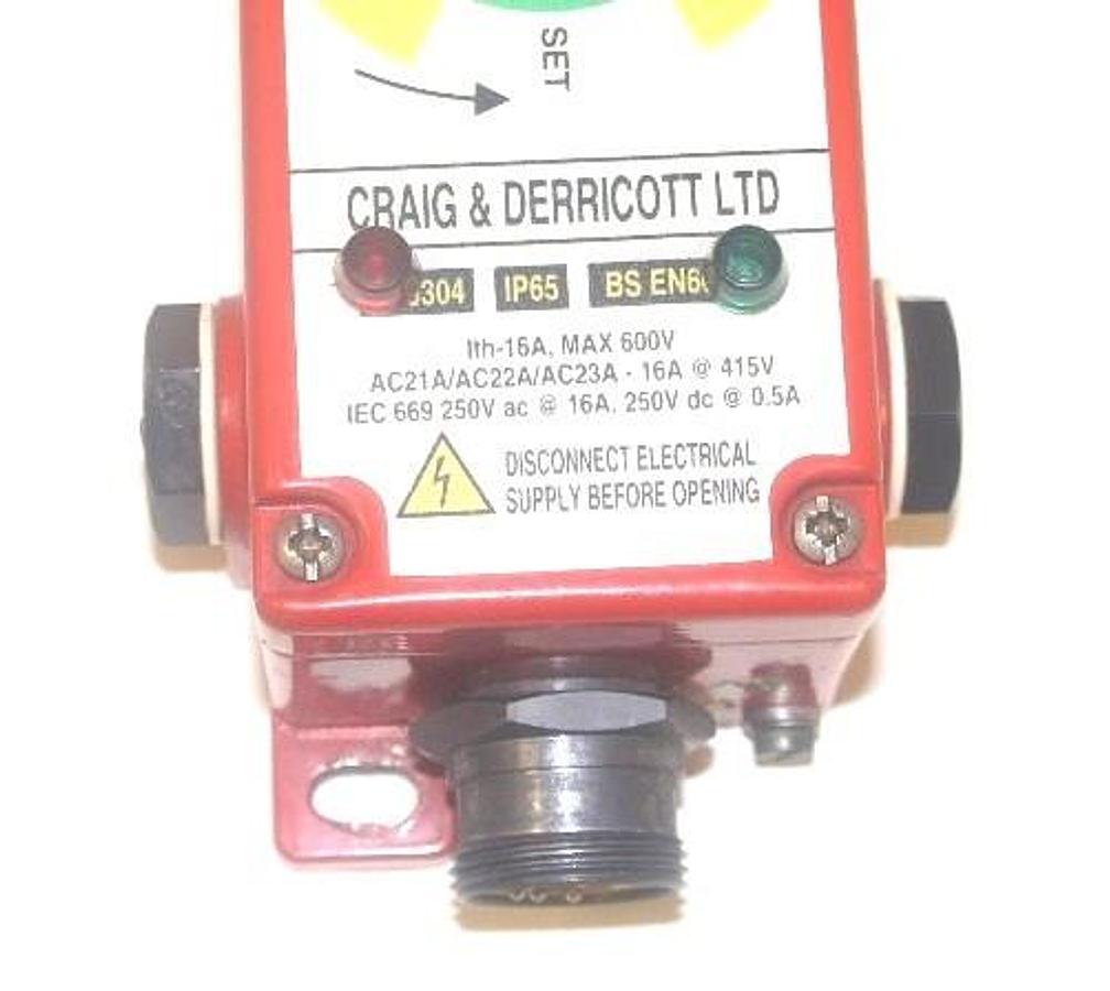 Used CRAIG & DERRICOTT GWN1 GRAB WIRE SWITCH UNIT, 50M, CD-GW/N1-PW6-RG