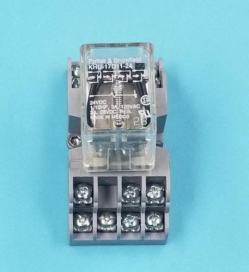 Used POTTER & BRUMFIELD KHU-17D11-24 RELAY 24VDC W/ 27E166 SOCKET