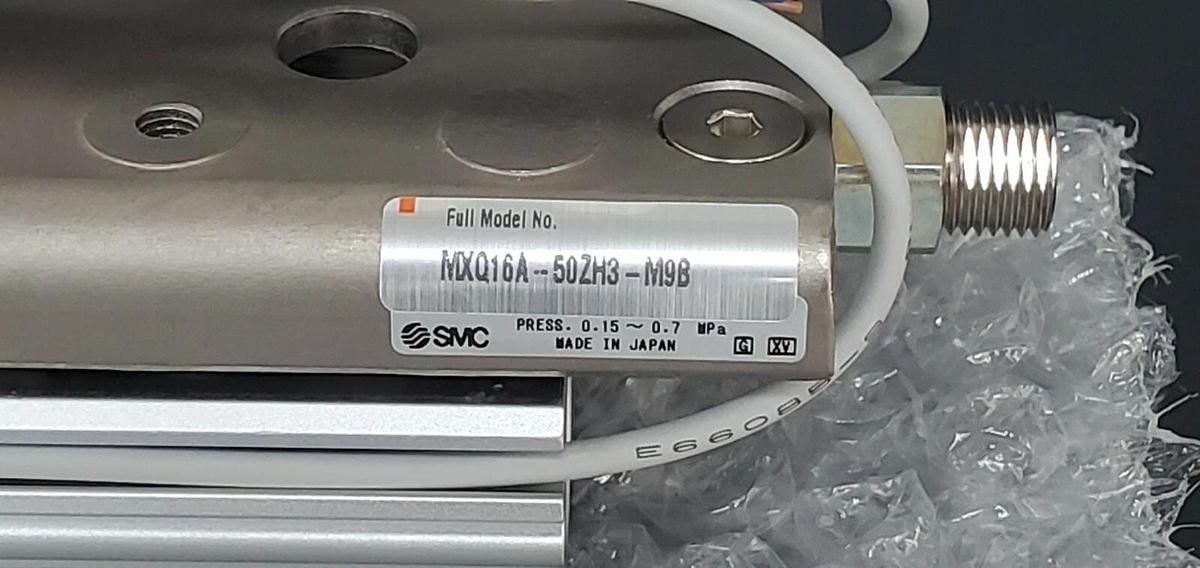 Used NEW SMC MXQ16A-50ZH3-M9B CYLINDER, SLIDE TABLE W/ AUTO SWITCH MXQ16A50ZH3M9B