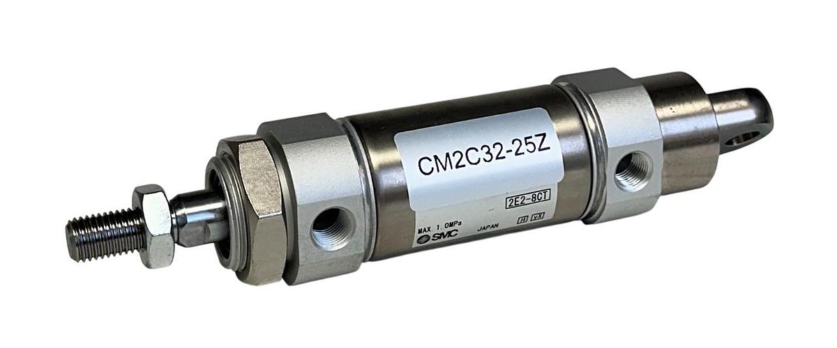 Used SMC CM2C32-25Z / CM2C3225Z PNEUMATIC CYLINDER CM2-Z ROUND BODY SINGLE-ROD NSNP