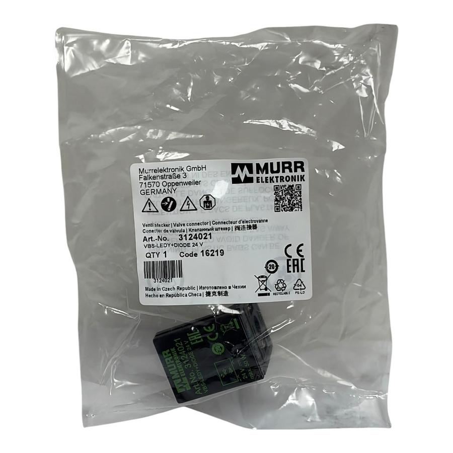 Murrelektronik 3124021 Valve Connector Form B 24V LED Diode New Sealed